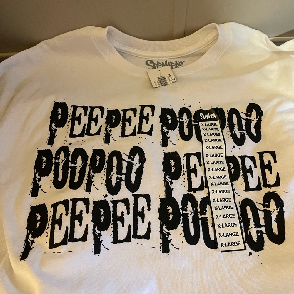 Spencer's White Tee with Black Logo NWT